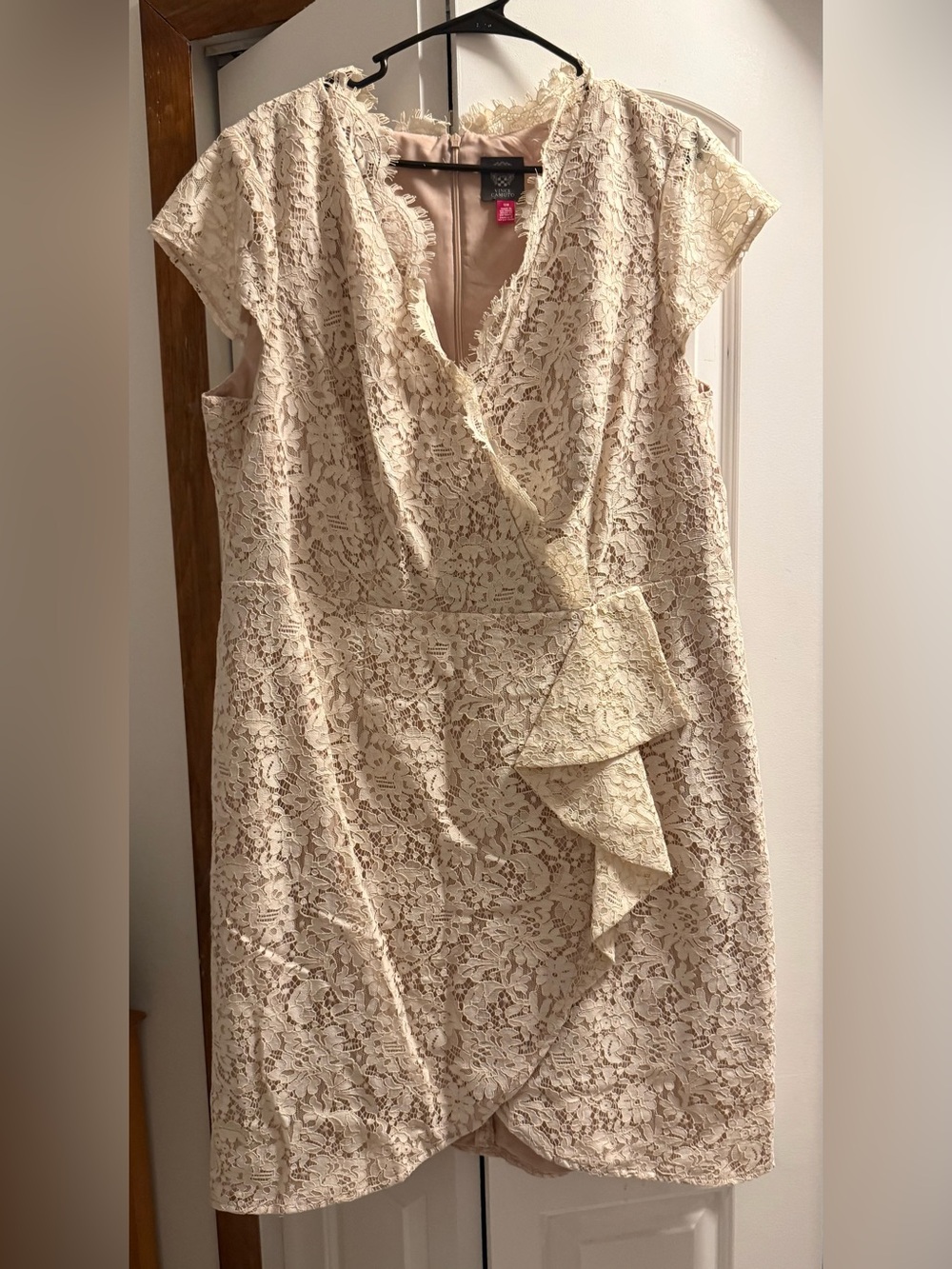 Vince Camuto Cream Lace Midi Wrap Dress
